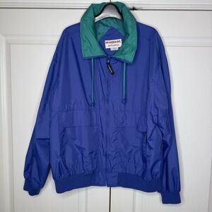 Vintage McGregor Anti-Breeze Jacket XL Blue Green Retro Windbreaker W/ Hood